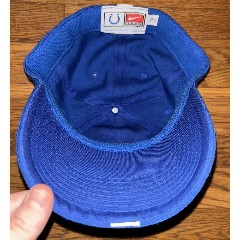 Y2K Indianapolis Colts IC Team‎ Nike NFL Fitted Blue Cap Hat Size 7.5 100% Wool
